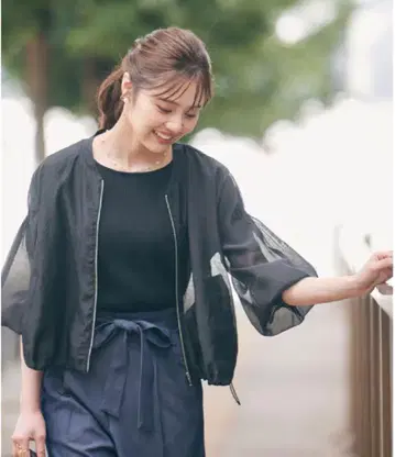 시스루 블랙 봄버 자켓