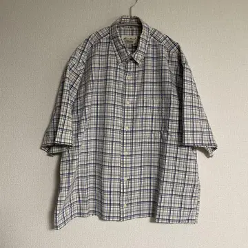 80s 90s Eddie Bauer 체크 무늬 반팔 셔츠 M