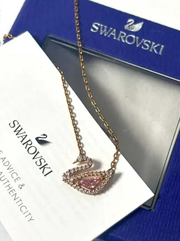 Swarovski Swan Pink Gold Necklace