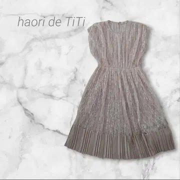 haori de TiTi 슬리브리스 레이스 롱 원피스 베이지