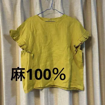 blue willow 블루 윌로우 린넨 100% 프릴 블라우스