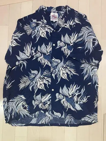 Duke Kahanamoku 카하나모쿠 알로하 셔츠 네이비 XL