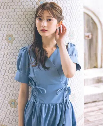 토코 클로젯/허리 레이스업 카라 부착 카슈쿨 원피스
