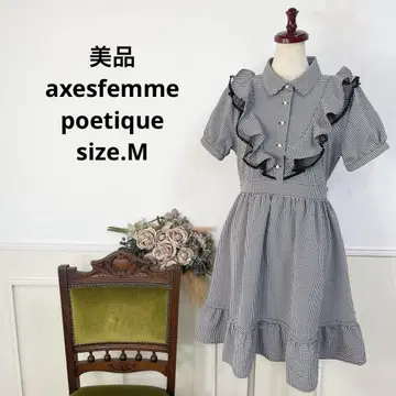 5 새상품급 axesfemme poetique 프릴 체크 원피스