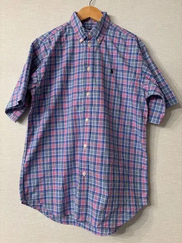 Ralph Lauren 랄프 로렌 반팔 마드라스 체크 셔츠 파랑 XL
