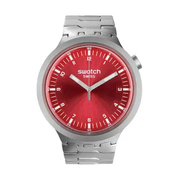 Swatch 빨간색 다이얼 메탈 벨트 시계