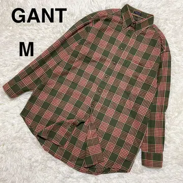 간트*체크 무늬 플란넬 셔츠 코튼 긴팔 셔츠 캐주얼 M 남성용