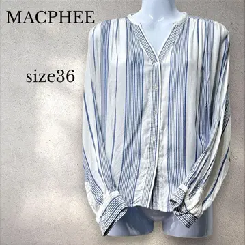 Macphee 맥피 스트라이프 셔츠 36 블루 화이트 레이온 일본제