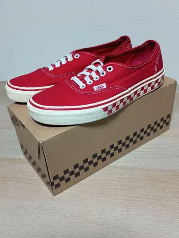 Vans 오센틱 레드 체커보드 25.5cm