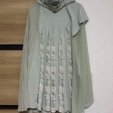 스나이델 SNIDEL 민트 그린 플리츠 레이스 롱 스커트 프리