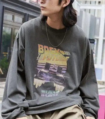 블랙, 그레이, 총 2장 백 투 더 퓨처 롱 슬리브 티셔츠
