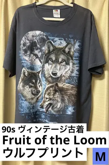90s Fruit of the Loom 늑대 티셔츠 M 사이즈