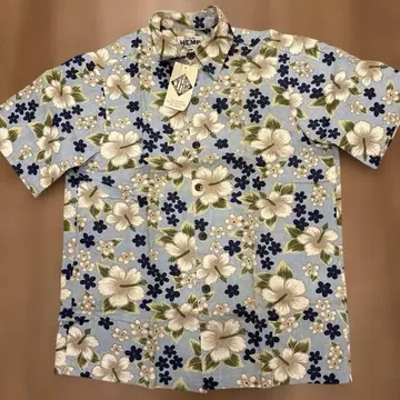 레어 ISLANDHEMPWEAR 알로하 셔츠 블루 하이비스커스 미사용 S