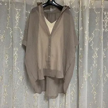 스콧 또는 클럽 vin 시어 오버 블라우스 핑크 베이지