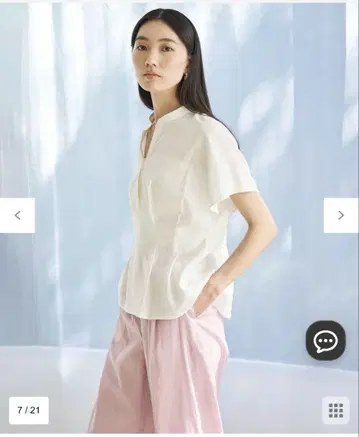 세탁 가능 린넨 레이온 턱 브라우스