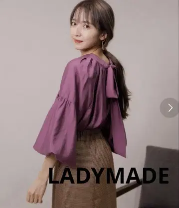 LADYMADE 블라우스 레디메이드 새상품급 퍼플 고급 리본