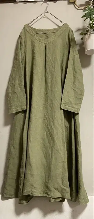 nest Robe 린넨 원피스  옅은 연두색  롱 원피스  풍성한 플레어