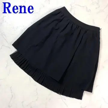 르네 미디 스커트 플레어 플리츠 안감 블랙 블랙 36 C9700