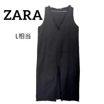 ZARA TRAFALUC 코튼 원피스 프린지 블랙 L 사이즈