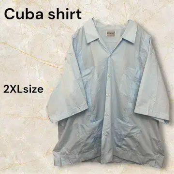 80년대 쿠바 셔츠 빈티지 2XL 오픈 카라 자수 오버 사이즈 빅 루즈