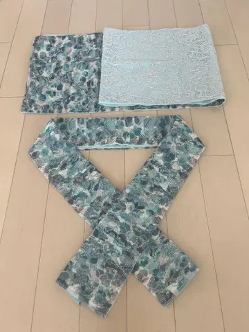 츠바키안/레이스/장식용 깃 및 오비 장식 천 세트 청록색 계열