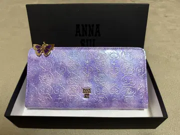 개봉한 미사용품 ANNA SUI 로즈 하트 라운드 장지갑 라벤더