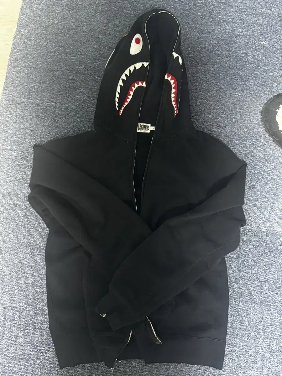 베이프 샤크 블랙 후드집업 XL