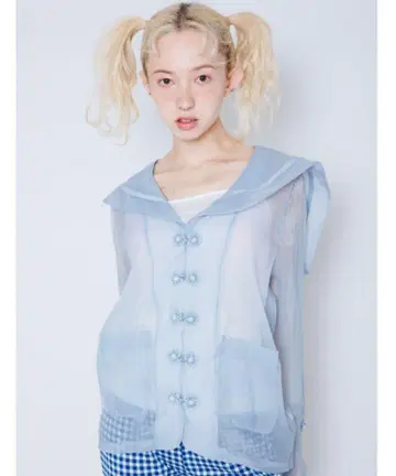 스카이블루 세일러 카라 셔츠