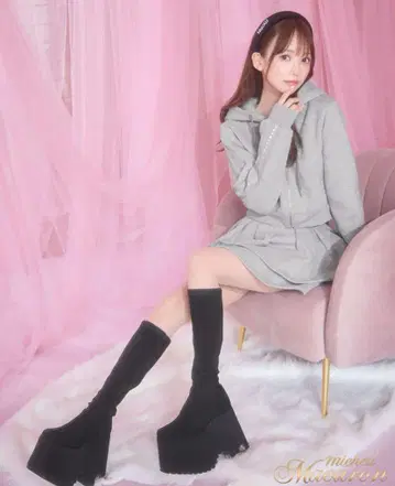 통굽 스트레치 롱 부츠