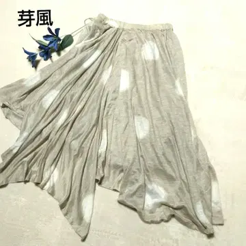 메카제 센소유니코 베이지 플레어 롱 스커트 린넨 100 변형