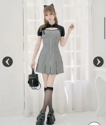 미셸 마카롱 숏 볼레로 앙상블 깅엄 원피스