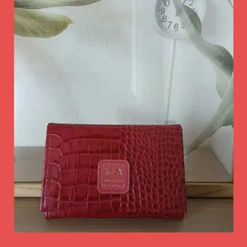 새상품 IBIZA 빨간색 크로커다일 무늬 두겹 카드 케이스
