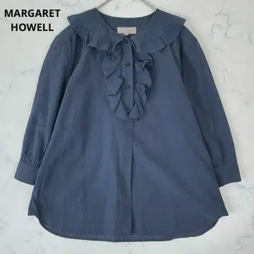 마가렛 호웰 프릴 7부 소매 세탁 가능한 블라우스 네이비 네이비 II