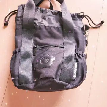 MARY QUANT 블랙 2way 숄더백 레드 내부 포켓
