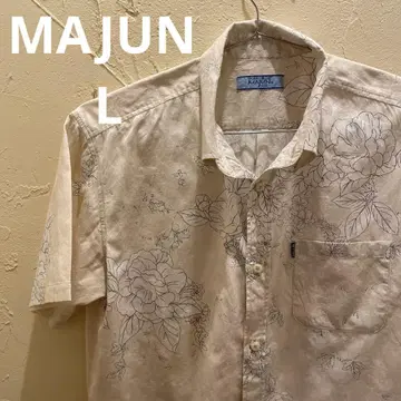 MAJUN 마준 카리유시 의류 꽃무늬 알로하 셔츠 L 사이즈