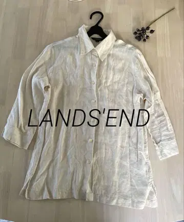 LANDS' END 린넨 100% 셔츠 여성용 11 아이보리