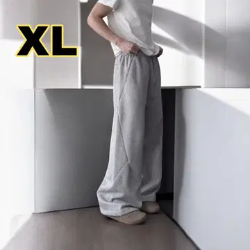 새상품 변형 와이드 스웨트 팬츠 그레이 XL 허리밴딩 와이드 팬츠