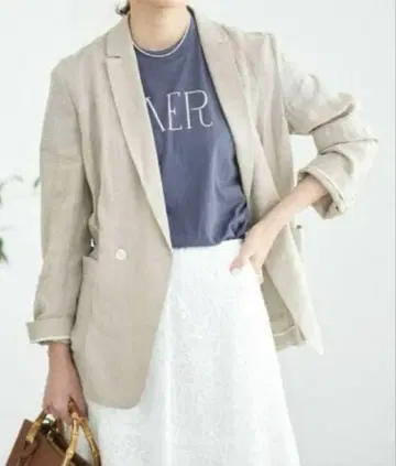 미사용 새상품 IENA 린넨 테일러드 자켓 베이지 36