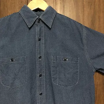 CHEMISE NATIONALE 인디고 도트 셔츠 반팔 M 네이비
