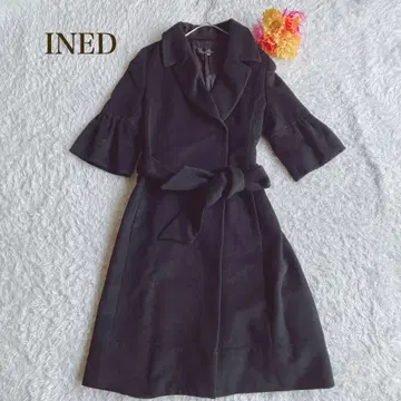 INED 이네드 [M] 롱 코트 플레어 슬리브 벨트 포함 엘레강트