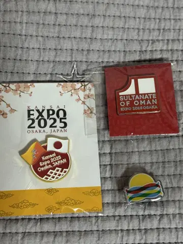 새상품 간사이 엑스포 파빌리온 3개국 핀 배지 세트