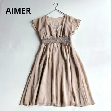 AIMER 에메 쉬폰 원피스 파티 드레스 결혼식 베이지 M