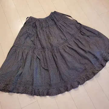 KETTY 물방울 패턴 프릴 롱 스커트 핑크 하우스