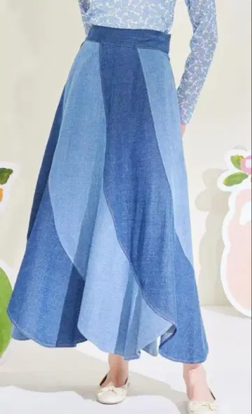 poppy 데님 절개 플레어 스커트 S 사이즈