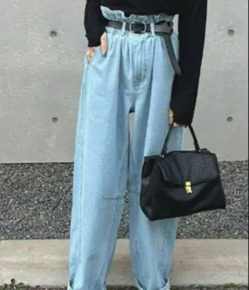 시마무라 aya 커브 데님 팬츠 라이트 블루 M