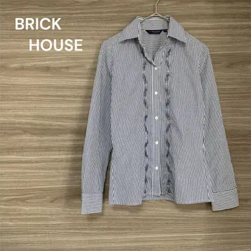 BRICK HOUSE [S] 스트라이프 긴팔 셔츠 가슴 프릴 화려한