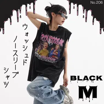 워시드 슬리브리스 셔츠 블랙 M 지하인 온라인 탱크탑