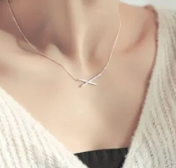 Sliver925 불규칙한 X자 목걸이 X자 쇄골 체인 실버