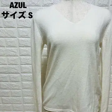 AZUL 화이트 V넥 긴팔 니트 새상품급 티셔츠 캐주얼 [11]