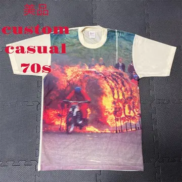 레어 새상품급 custom casual 불의 라이더 티셔츠 70s